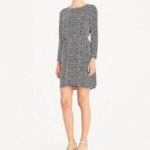 NWOT J. Crew Heart Print Long Sleeve Dress Wrap Style Black White Size 4